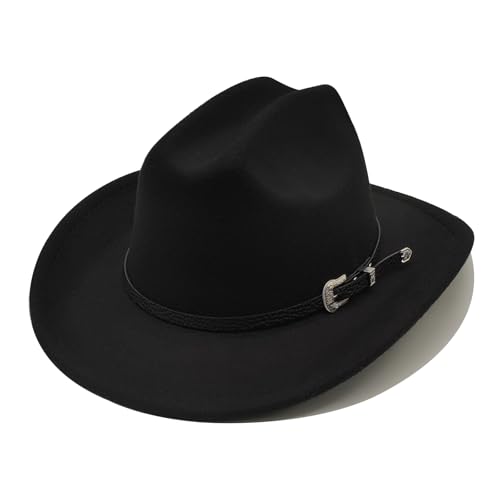 Kids Cowboy Hat for Girls Boys Western Cowgirl Hat with Buckle Belt Unisex Wide Brim Fedora Hat Dress Up Costume