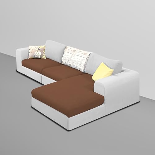Image of Koza RHS 4 Seater L Shape Sofa Set with Center Table for Living Room (Brown Grey Fabric) Premium Fabric Sofa