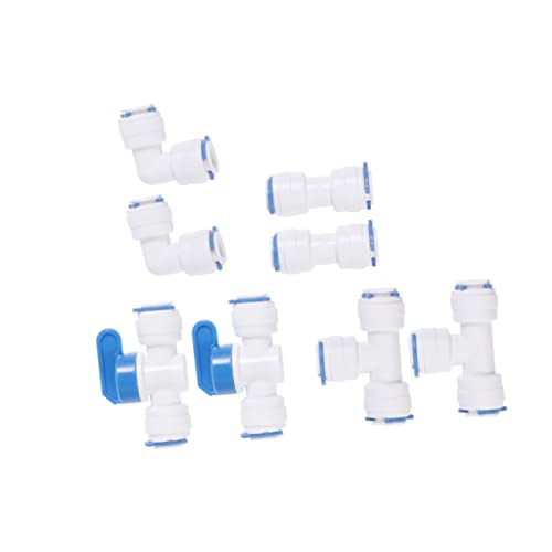 KICHOUSE 3/8 Inch Water Filter Connect Fitting Set Quick Connect Elbow Fittings No Tools Needed for Reverse Osmosis Systems