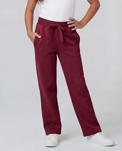 Image of Real Essentials 3 Pack: Girls' Fleece Open Bottom Soft Athletic Performance Casual Sweatpants(Ages 7-16)