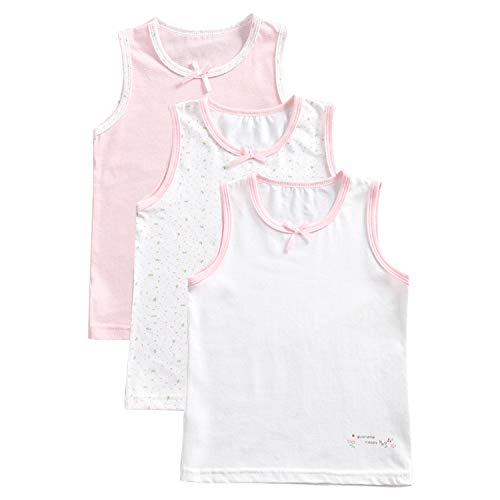 YASSON Mädchen 3er Pack Unterhemd aus Baumwolle Sommer Tank Tops Niedlich Spaghetti Trägertop Weich Ärmellos Einfarbig T Shirt Weste Strap Camisole Cover