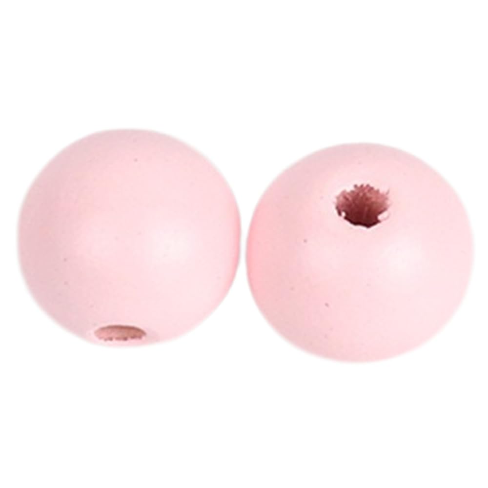 Perline di legno rotonde in legno, da infilare, palline di legno, perline fai da te, perline di legno, perline distanziatrici per gioielli fai da te, 100 pezzi, rosa chiaro, 30 mm