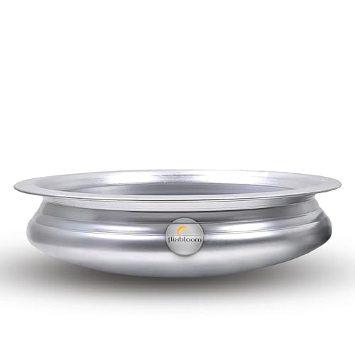 Image of Edge 1.5 Litre URLI /URULI /Handi /Bhagona /Lagan Cookware Kitchen Utensil Pot Pot Meen Chatty Cook-n-Serve for Cooking Pure Virgin Food Grade (Urli Without Lid (Silver), 1.5 Litre Uruli)
