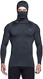 TSLA Men's Thermal Compression Shirts Hoodie with Mask, Long Sleeve Winter Sports Base Layer Top, Active Running Shirt, Heatlock Hoodie Charcoal, XX-Large