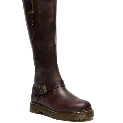 Dr. Martens Unisex Anistone Knee High Boots Dark Brown Men 9 Women 10 Medium