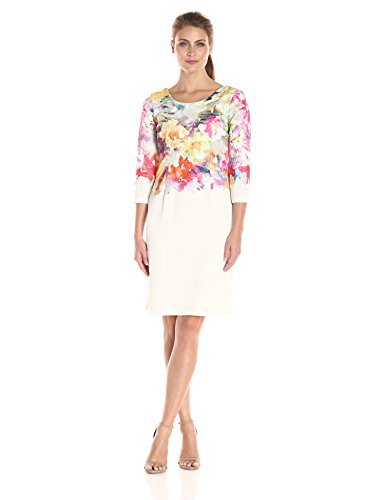 Donna Ricco Women's Long-Sleeve Printed Lace Sheath Dress