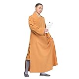 QIEZI Summer Shaolin Monk Gown Kung Fu Uniforms Martial Arts Robe (Dark Orange, 42)