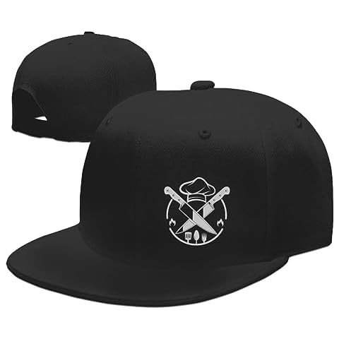 Chef Knife Mens Hat Snapback Hats for Men Funny Knives Spatula Kitchen Adjustable Baseball Cap Flat Bill Hat for Women Chef Themed Outdoor Grill Fisherman Black Fitted Hat for Outdoor Cover