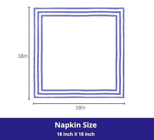 Servilletas de Tela Azul y Blanco 18x18 Pulg - Set de 6 miniatura 3
