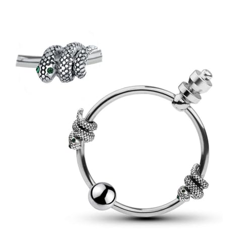 Double Snake Double Pearl Design Men's Metal Endurance Exercise Ring, 5 Sizes，28mm/30mm/32mm/35mm/40mm-USZF75 (28mm)