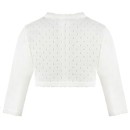 Lilax Baby Girls' Knit Long Sleeve One Button Closure Bolero Shrug 6-9 Months Cream #TOP1