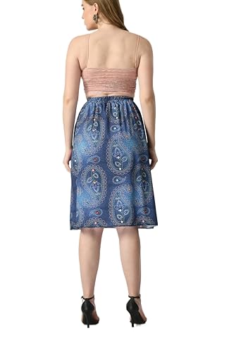 Image of VAGISHA Blooming Below Knee | Middi Printed A-line Skirt for Women's /Girl's |100% Polyblend | Soft & Breathable Fabric | Elastic Band | Casual Wear |M-XXXL|28 inch-36 inch inches