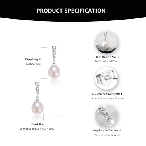Juego de collar y aretes de perlas YAMI en plata 925 hipoalergénica contra irritaciones 7