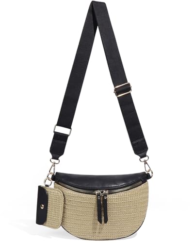 Checkered Crossbody Bag for Women Trendy Bum Bag Checkered Purse Slouchy Fanny Packs with Coin Purse