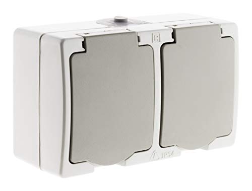 Akya Double prise 2P+T 16A Gris Clair IP54