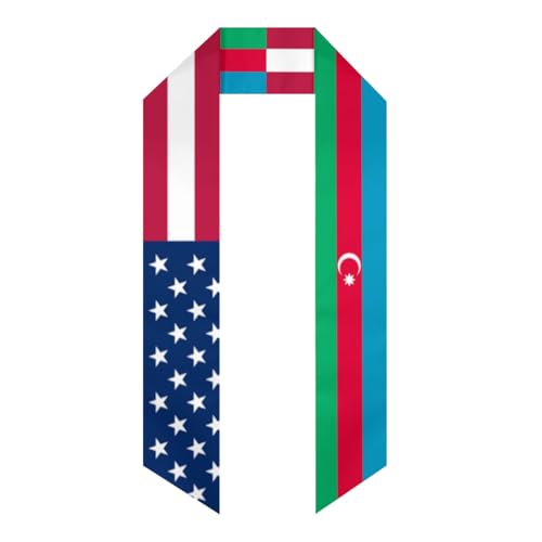 America Flag and Azerbaijan Flag Graduation sash Thickened sash flag graduation stole for International Student flag scarf