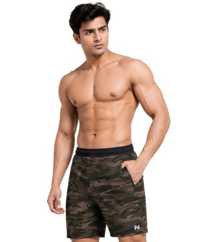 Image of NINQ Men's Sports Shorts Pack of 2 | Casual Gym Shorts with Side Zipper Pockets, Elastic Waist & Quick-Dry Comfort for Running & Workout