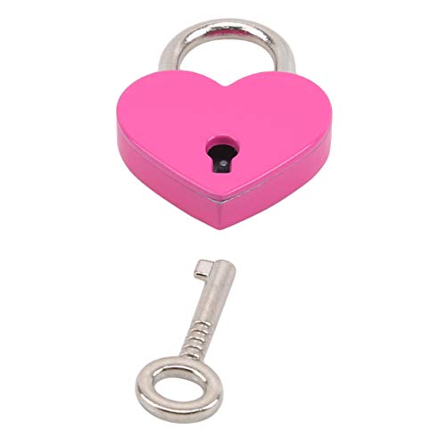 Image of EJY Retro Mini Love Heart Shape Padlock Suitcase Luggage Lock with Keys for Gym,Sports,Employee Locker,Outdoor,Rose Red