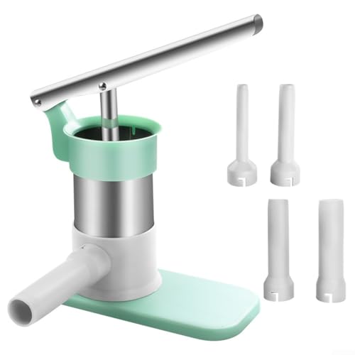 babominimer Máquina de llenado de salchichas, relleno manual de carne con 4 tubos de relleno, acero inoxidable y máquina de salchichas de polipropileno para uso doméstico, mango ergonómico y diseño