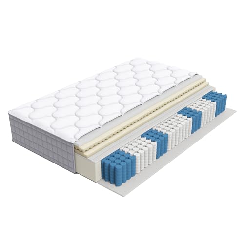 phosir Colchón de muelles ensacados 90 x 200 H3 25 cm de altura, 7 zonas, ergonómico, transpirable, resistencia media, espuma fría, confort, apto para alérgicos