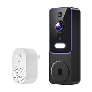 1080P Smart Video Doorbell Camera Wireless with Free Chime, Human Motion Detection and Instant Alerts, Night Vision, 2-Way Audio, Cloud Storage, Rechargeable Battery, Home Security System