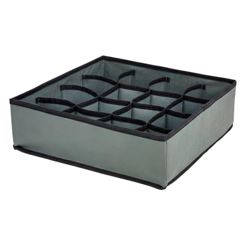 Organizador de ropa interior 16 compartimentos, separador de cajones plegable de tela gris 32x32x10 cm, caja organizadora para calcetines, ropa interior y accesorios
