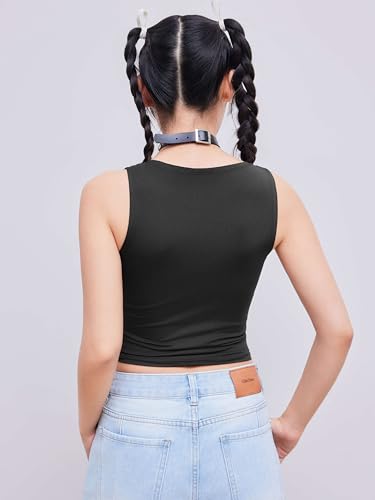 Image of CIDER Lace Crop Tank Tops for Women Going Out V Neck Sleeveless Ruched Tops Trendy Y2K Summer Outfits