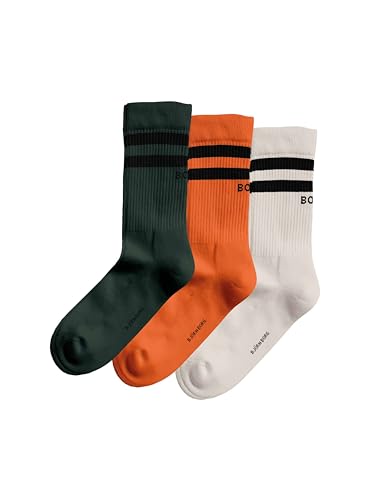 Björn Borg Core Crew Socks 3-Pack – Men's Cotton Blend Sports Socks (UK, Alpha, L, Regular, Regular, White/Green/Orange)