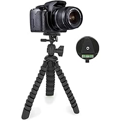 Tripode Para Maquina De Fotos MyGadget Mini Trípode Flexible para Cámara Reflex - Soporte Portátil Mini Pulpo con Liberación Rápida de Placa - Montaje Universal 360° - Negro