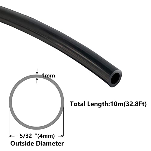 Beduan Pneumatic Nylon Tube 5/32" OD 32.8ft SAEJ844 Air Line Nylon Hose Tubing for Air Brake System or Fluid Transfer(Black 10 Meter)