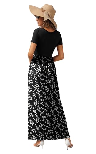Image of GRECERELLE Womens Summer Long Maxi Dresses 2026 Short Sleeve V Neck Casual Button Dress with Pockets