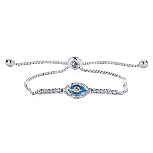 Bracelet oeil protecteur ajustable contre le mauvais oeil en argent