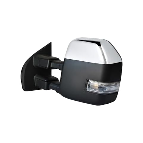 WLLW Driver Left Side Towing Mirrors fit for 2017-2020 Ford F250 F350 F450 F550 Super Duty Pickup Truck With Power, Heated, Temperature Sensor, Turn Signal Light, Spot Auxiliary Light Chrome Cap Cover