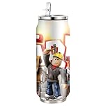 VAMCOOL Stainless Steel Roblox Water Bottle 500ml Flip up Sports Water Bottles with Straw Leakproof Reusable Drinks Cup for Gym, Travel, Sports (Yellow)
