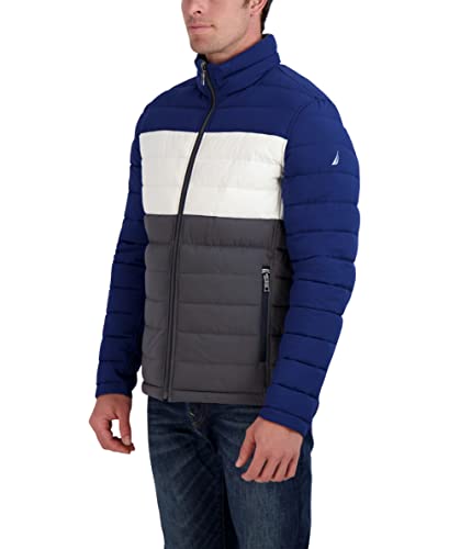Image of Nautica Men's Reversible Quilted Puffer Jacket -Midweight Mechanical Stretch Winter Coat
