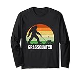 Grassquatch Grassquatch Bigfoot Retro Sasquatch Cuidado Del Césped Segadora Segadora Manga Larga