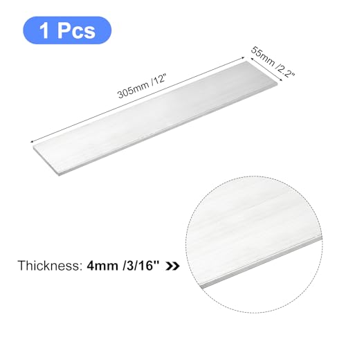 Image of uxcell Square Aluminum Flat Bar, 3 /16 inch Thick 2.2 inch Width 12 inch Length Square Aluminum Bar 6061 Aluminum Flat Plate, 4 x 55 x 305mm T6511 Solid New Mill Stock for Industrial Building