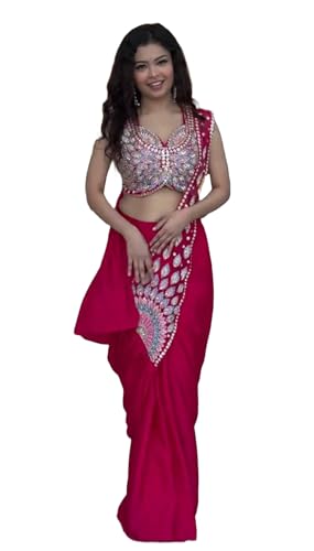 Ready to Wear Drape Saree for Women with Heavy Embroidered Design...