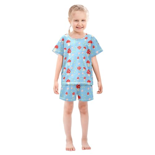 Red Mushroom Flowers Pajama Set Pajamas Sleepwear Nightwear Loungewear Clothes Set B0405153