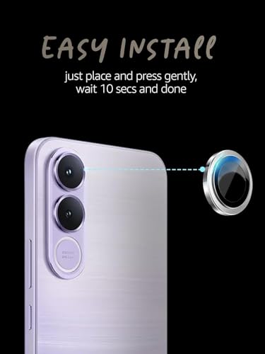 Image of FabeKee Camera Lens Protectors for Vivo V70 FE 5G Tough HD Individual Aluminum Alloy Lens Ring Cover, Scratch Resistant, Full Lens Cover| Silver