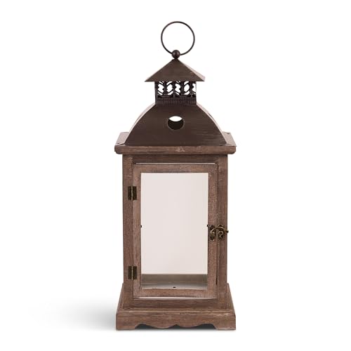 Zingz & Thingz Monticello Wooden Hanging Candle Lantern, Decorative Light Home Decor, 18.5
