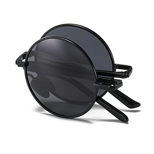 Folding Polarized Reading Sunglasses for Men/Women Classic Round Lens Metal Frame UV400 Full Lens Sunglasses Reader