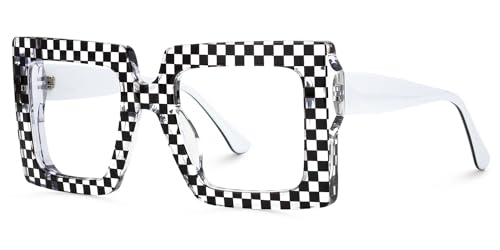 Image of VOOGLAM Oversize Square Blue Light Glasses for Women Anti Eyestrain Dry Eyes Computer Phone TV Eyewear Ferial