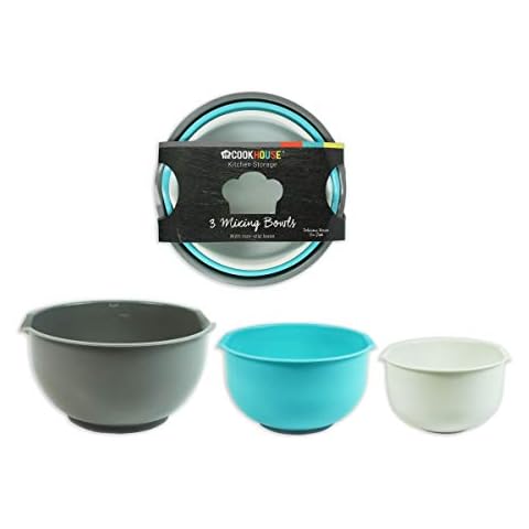3 Piece Mixing Bowl Set Kitchen Non Slip Baking Serving Bowls Food Preparation Kit Three Sizes Dishwasher Safe 2.5L Cover