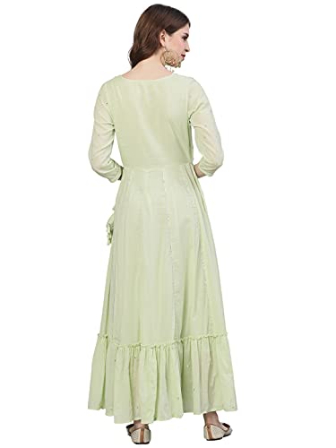 Image of Ishin Women's Cotton Regular Fit Anarkali Kurta