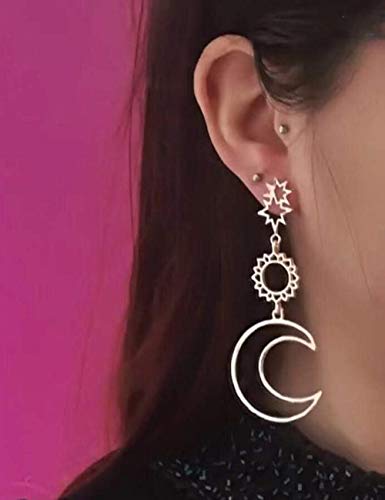 Preisvergleich Produktbild Chargances Damen Mond-Ohrringe zarter Halbmond-Schmuck geometrische Ohrringe baumelnd Boho Himmlisches Geschenk für Frauen und Mädchen (Gold)