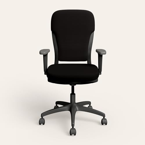 Image of Interio by Godrej Chair, Motion High Back Knitted Fabric Ergonomic Office Chair (Black Ink - Grey Body), 1-Year Warranty, Adjustable Armrest