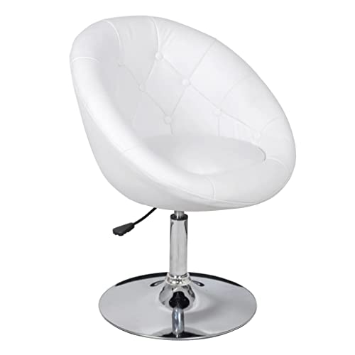 KKgypkn Fauteuil de cocktail Chesterfield en cuir synthétique blanc avec vérin à gaz, réglable de la hauteur du bar à la hauteur du comptoir, structure en...