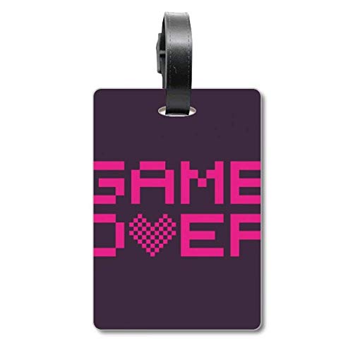 Étiquette d'identification rose Game Over pour valise et bagage de voyage Pixel Cruise