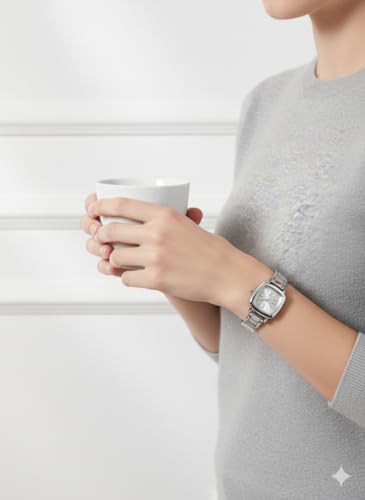 Image of Watches for Women, Luxury Square Small Face Ultra Slim Ladies Watches, Classic Steel Analog Quartz Womens Watch